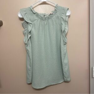 LC Lauren Conrad Light Green Ruffle Blouse